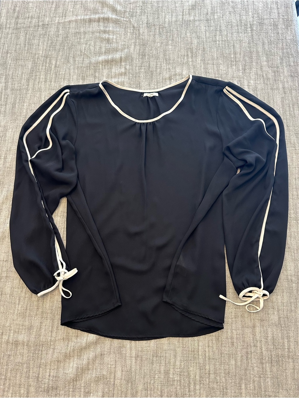 Maurices Black Blouse with Cream Trim